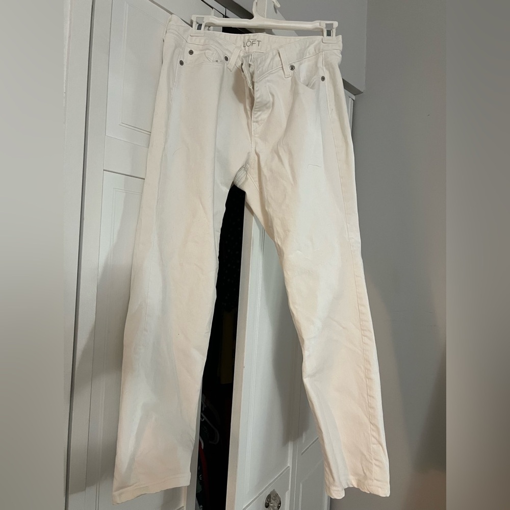 White straight leg jeans